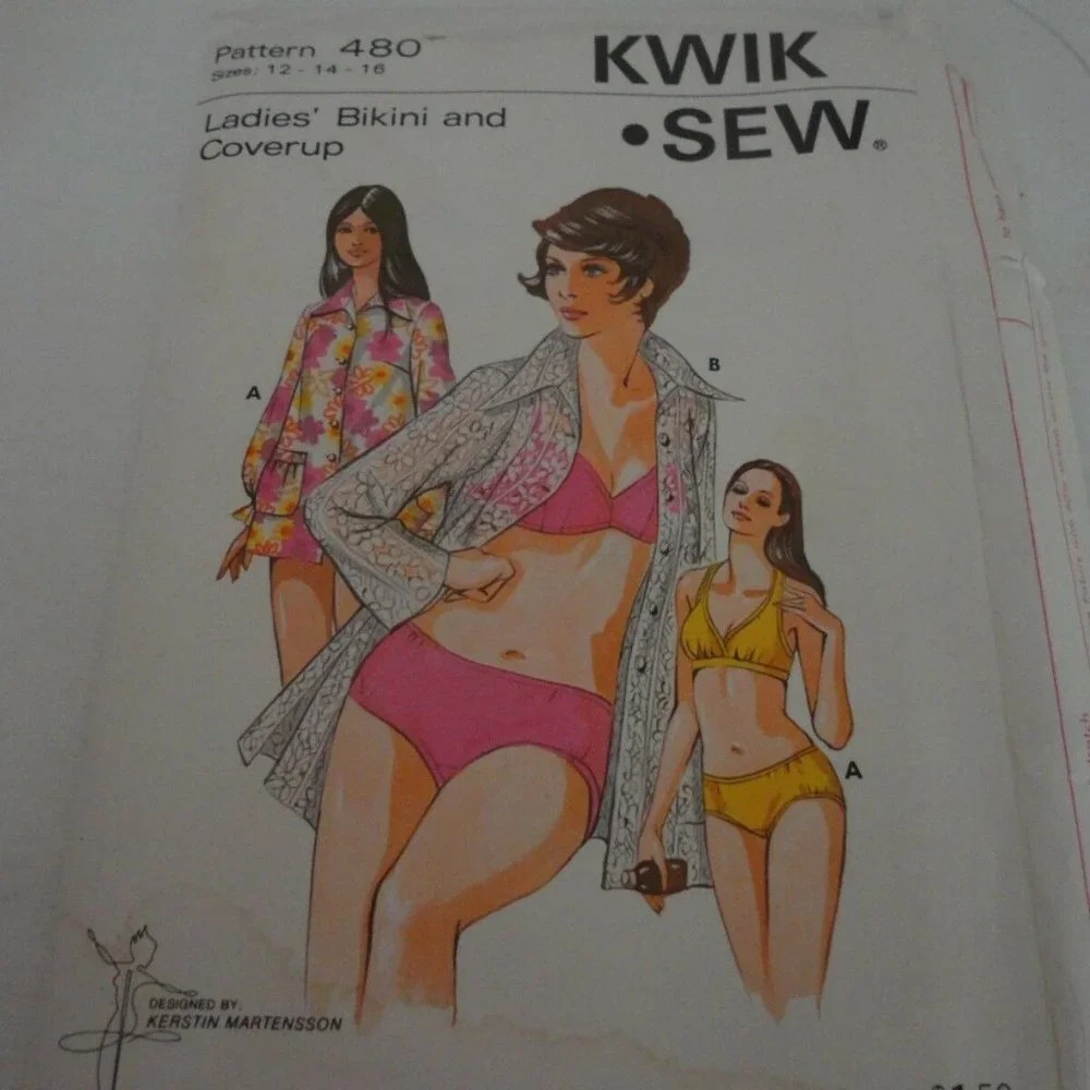 Vintage Kwik Sew 480 Bikini Cover up Pattern uncut